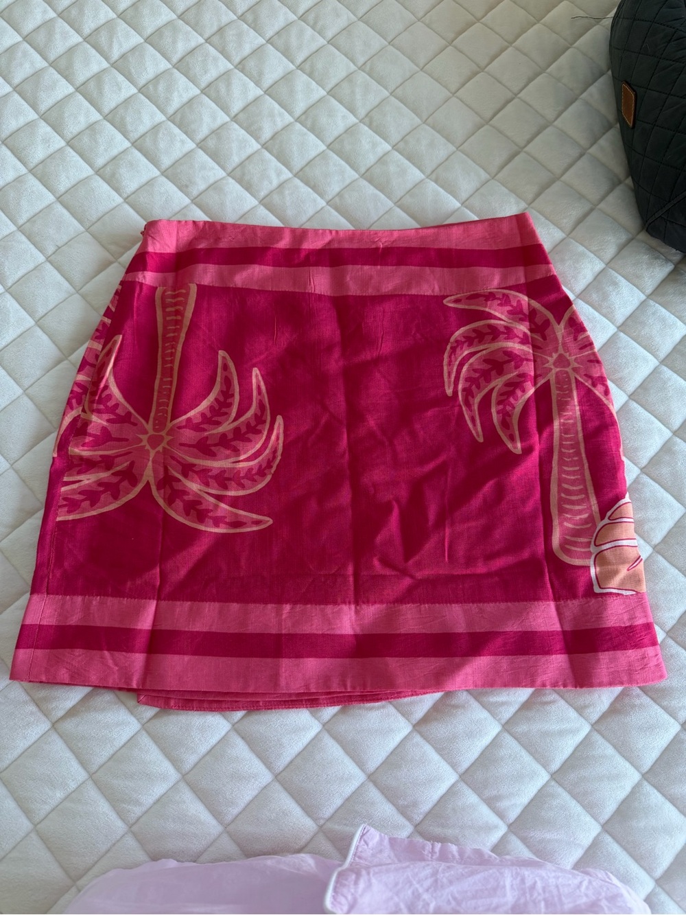 Pink Tropical Print Mini Skirt